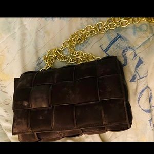 Quilted chocolate bags with gold chain